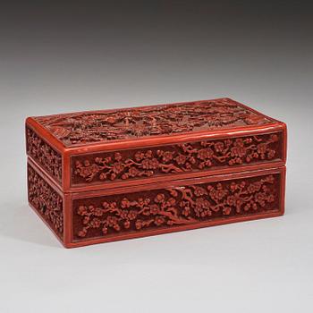 A red lacquer box with cover, Qing dynasty presumably 19th century.