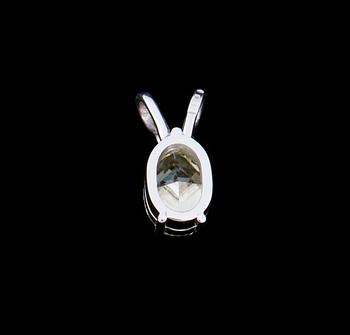 HÄNGE, 18 k vitguld med oval fasettslipad diamant, enl cert Fancy Light Yellow, ca 0,92 ct. Vikt ca 1 g.