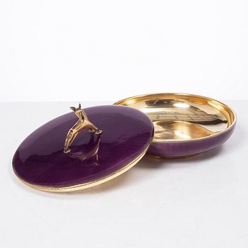 David Andersen, ask med lock, emalj och förgyllt silver, Norge, 1900-talets mitt.