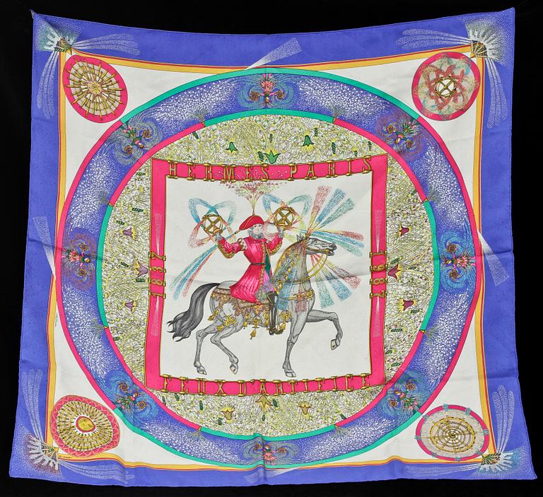 SCARF, jaquardvävt silke, "Feux d'Artifice", Michel Duchene, Hermès, Paris.