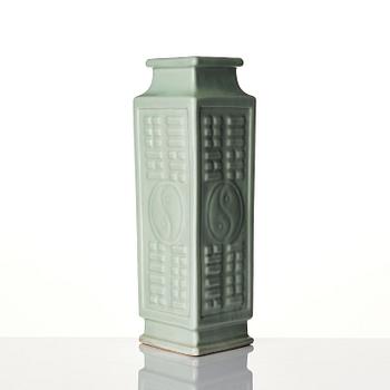 A celadon glazed 'trigram' vase, Qing dynasty, 19th century.