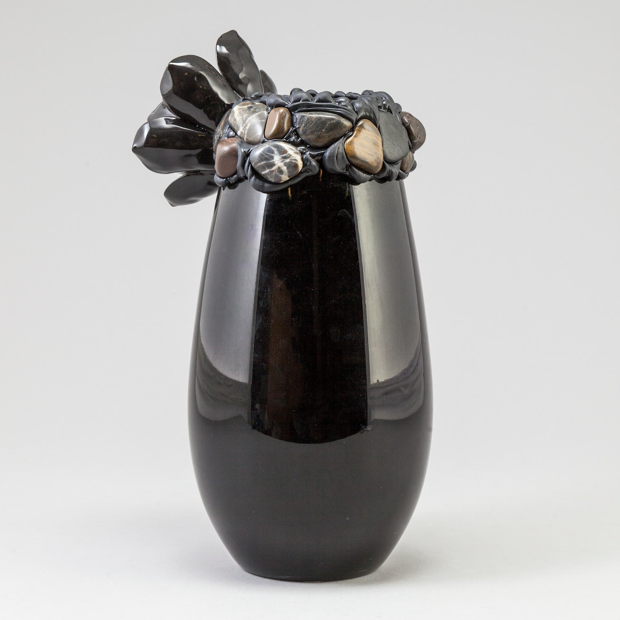 ZANDRA AHL, vase in mixed media, signed with label.