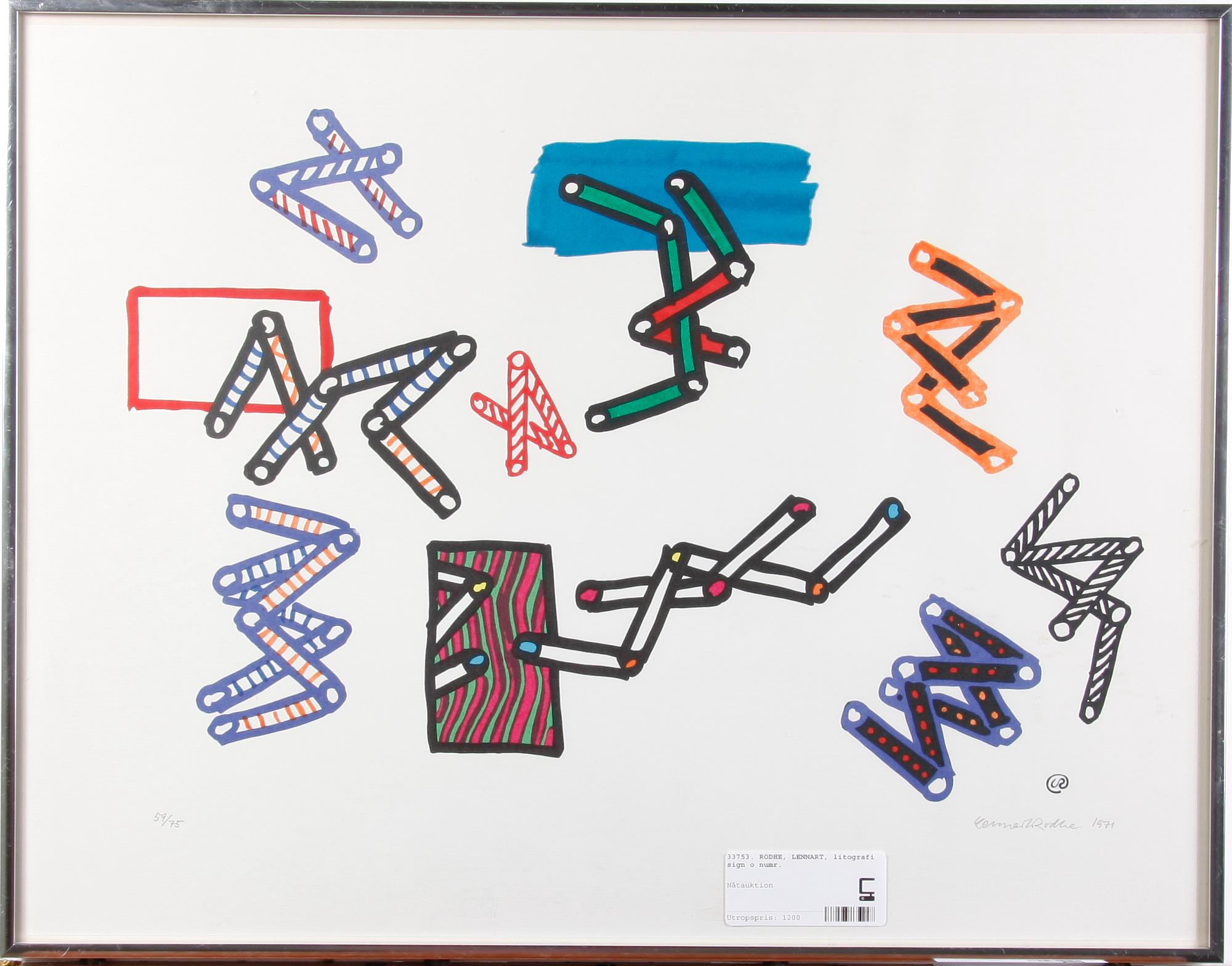 RODHE, LENNART, litografi, sign o numr 59/75, dat 1971.