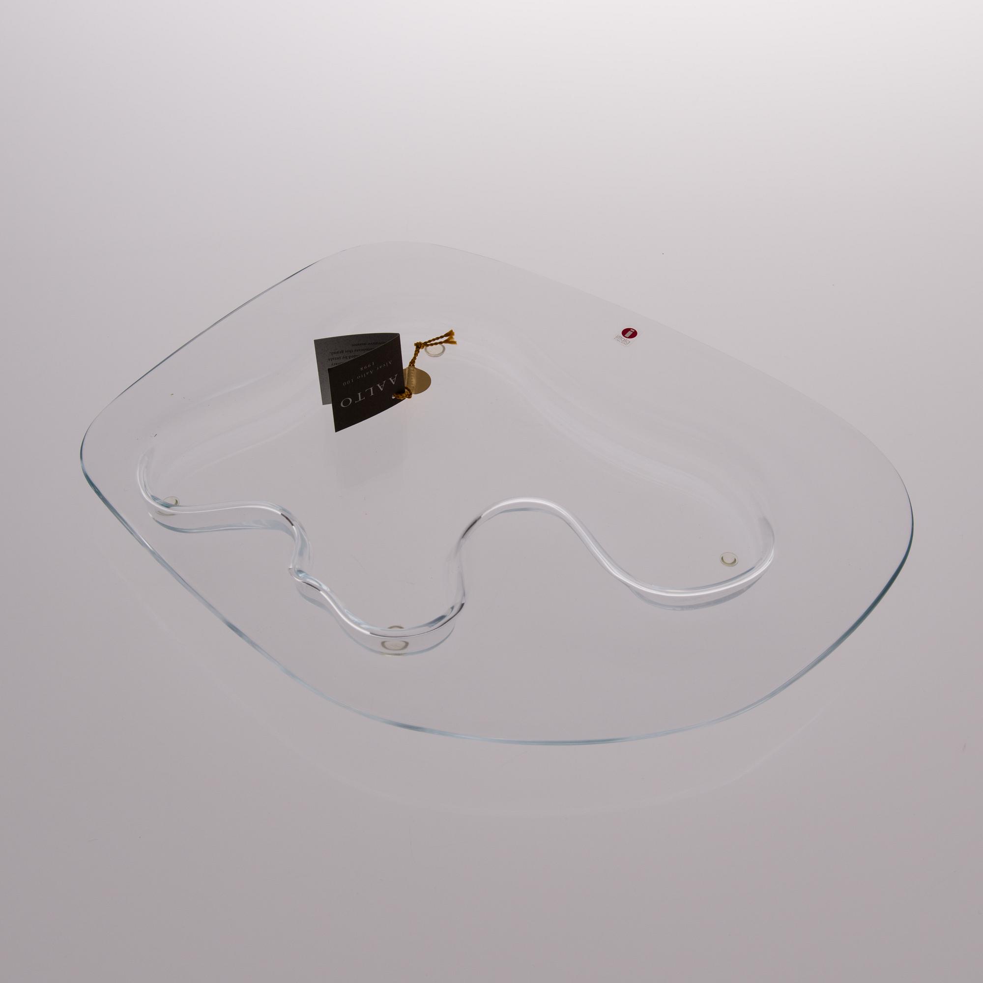 a centenary celebration glass dish signed and numbered "Alvar Aalto 100 1998 Iittala 235/1998".