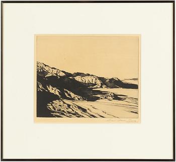 Carl Oscar Borg, Desert landscape with mountains.