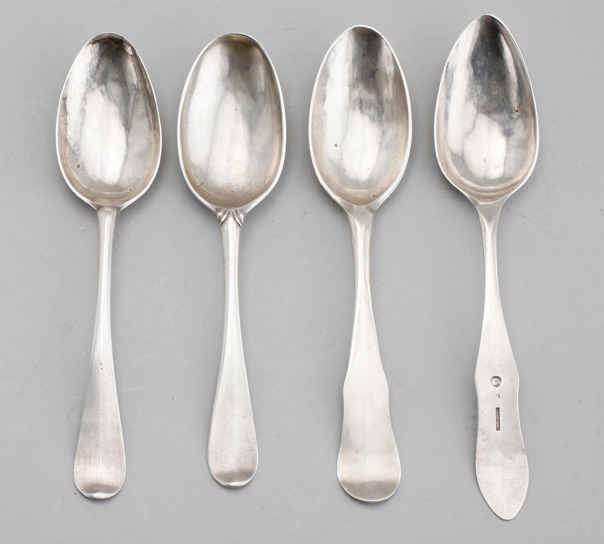 MATSKEDAR, 4 st, silver, 1700-/1800-tal. Vikt ca 169 g.