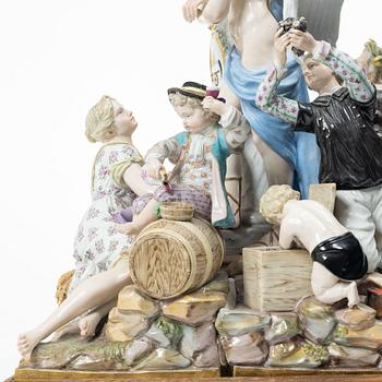 Meissen, Figurgrupp, porslin, "Allegorie der Handel", 1800-tal.