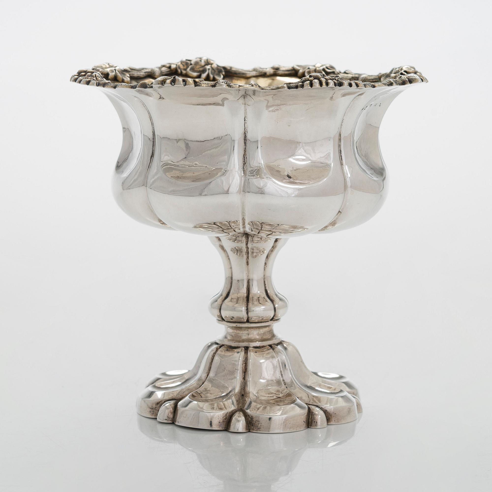 A parcel-gilt sugar bowl, maker's mark of Anders Wilhelm Felixsson, Loviisa, Finland 1860.