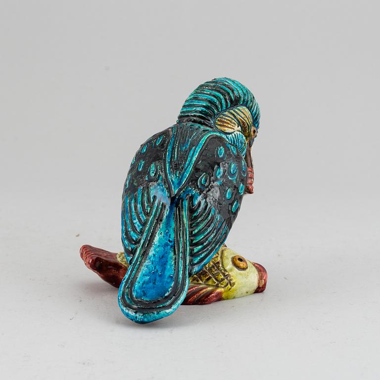 GUNNAR NYLUND, a stoneware sculpture of a Kingfisher, Rörstrand, Sweden mid 200th century.