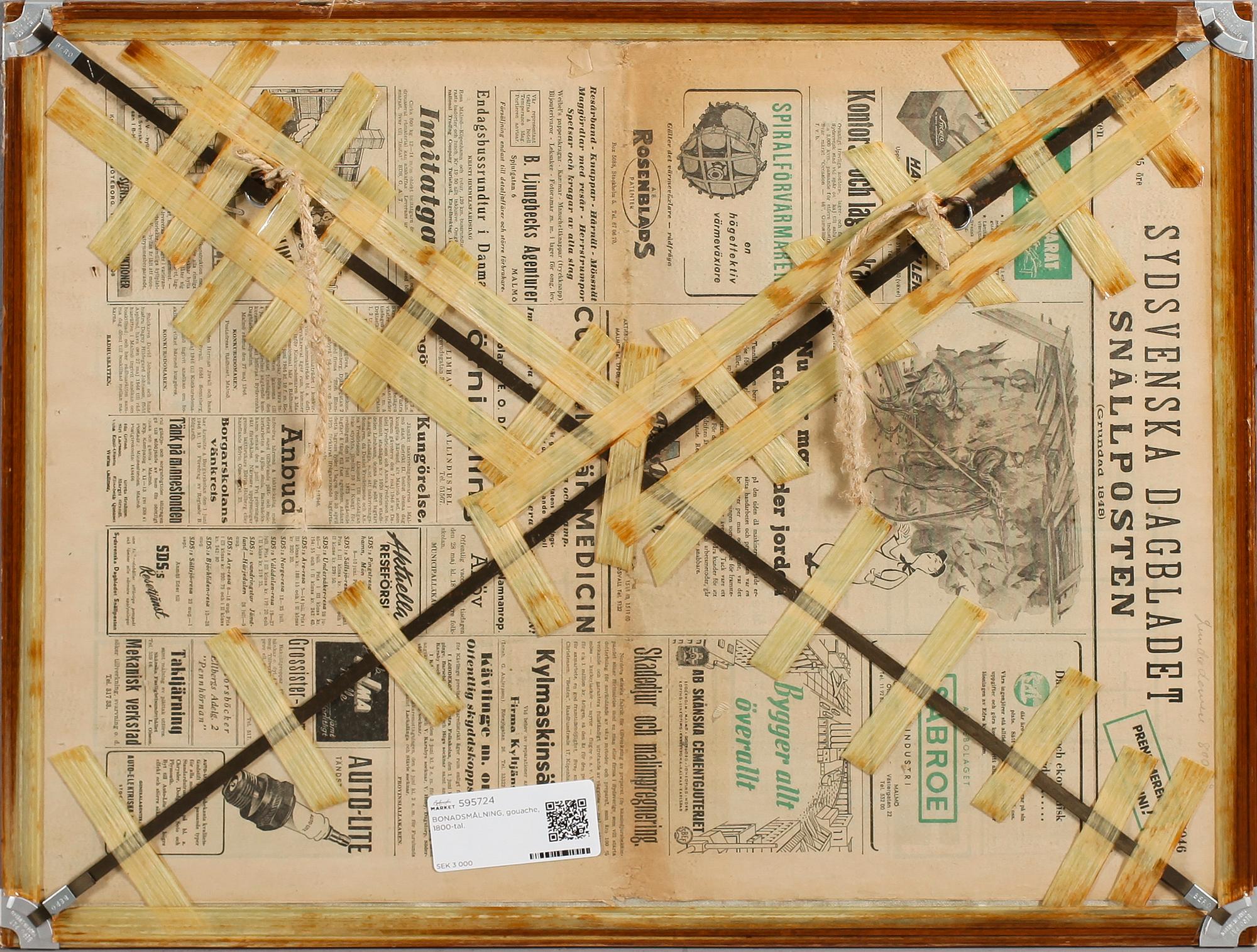 BONADSMÅLNING, gouache, kopia efter Winter Carl Hansson, 1900-tal.