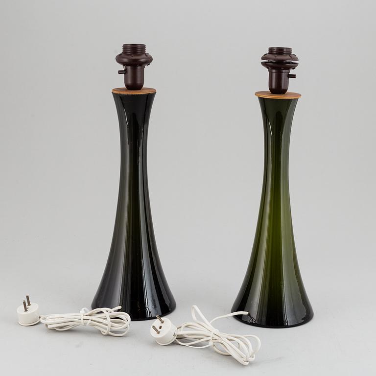 A pair of Bergboms glass table lamps, 20th Century.