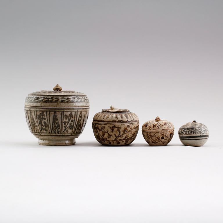 LOCKDOSOR, 4 st, stengods, Sawankholok, Thailand, 1400-tal.