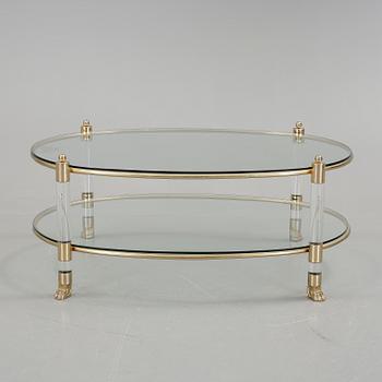 SOFFBORD, glas och mässing, omkring 1900-talets sista kvartal.