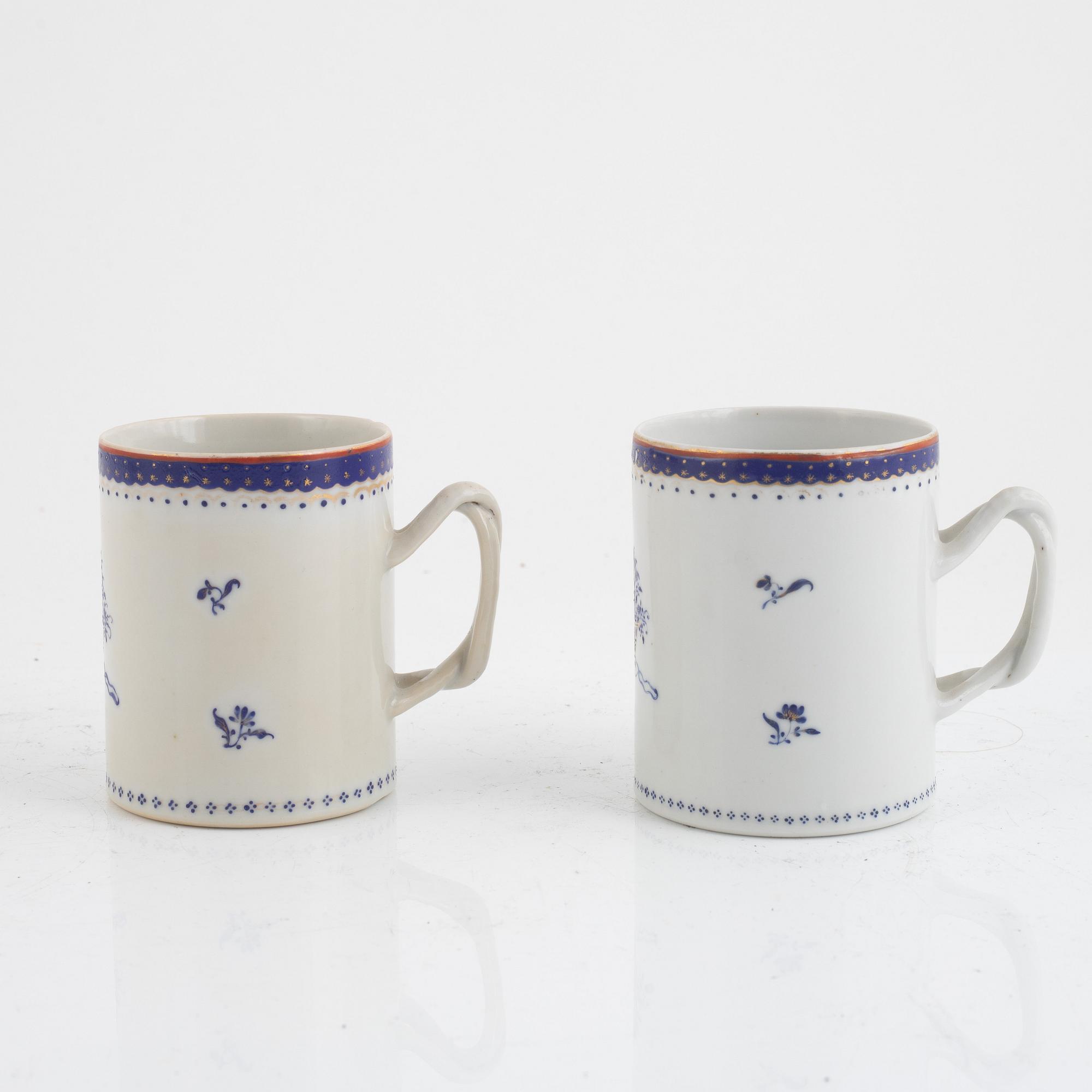 Servisdelar, 10 delar, porslin, Kina, Qianlong (1736-95) & Jiaqing (1795-1820).