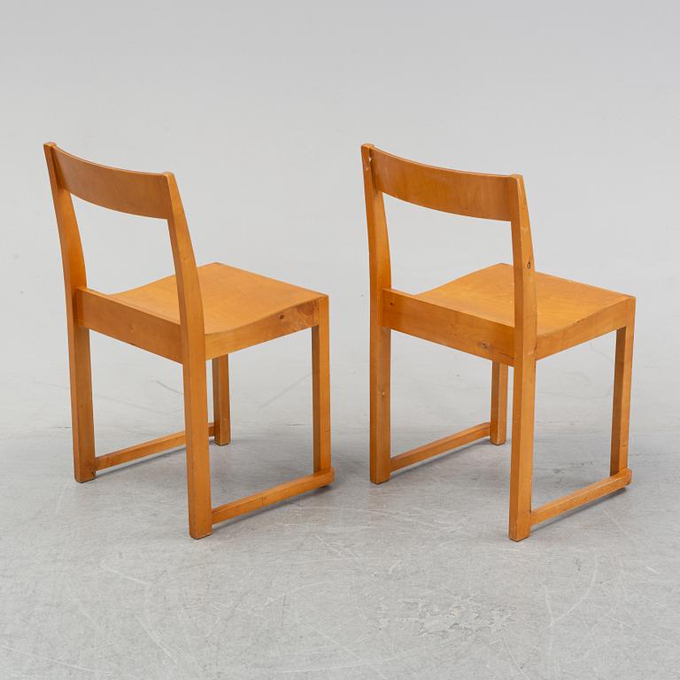 Six birch chairs by Sven Markelius, mid 20th Century.