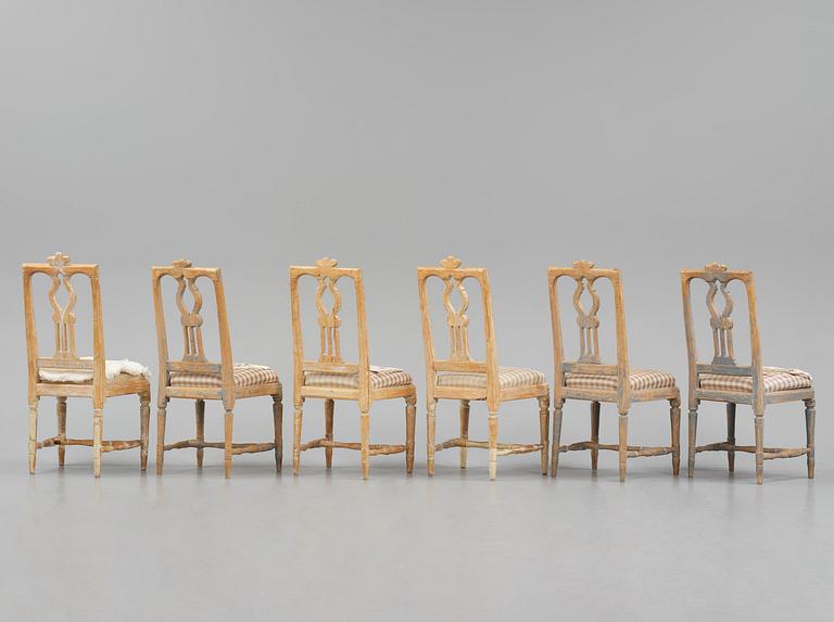 A set of six Gustavian chairs, late 18th century.