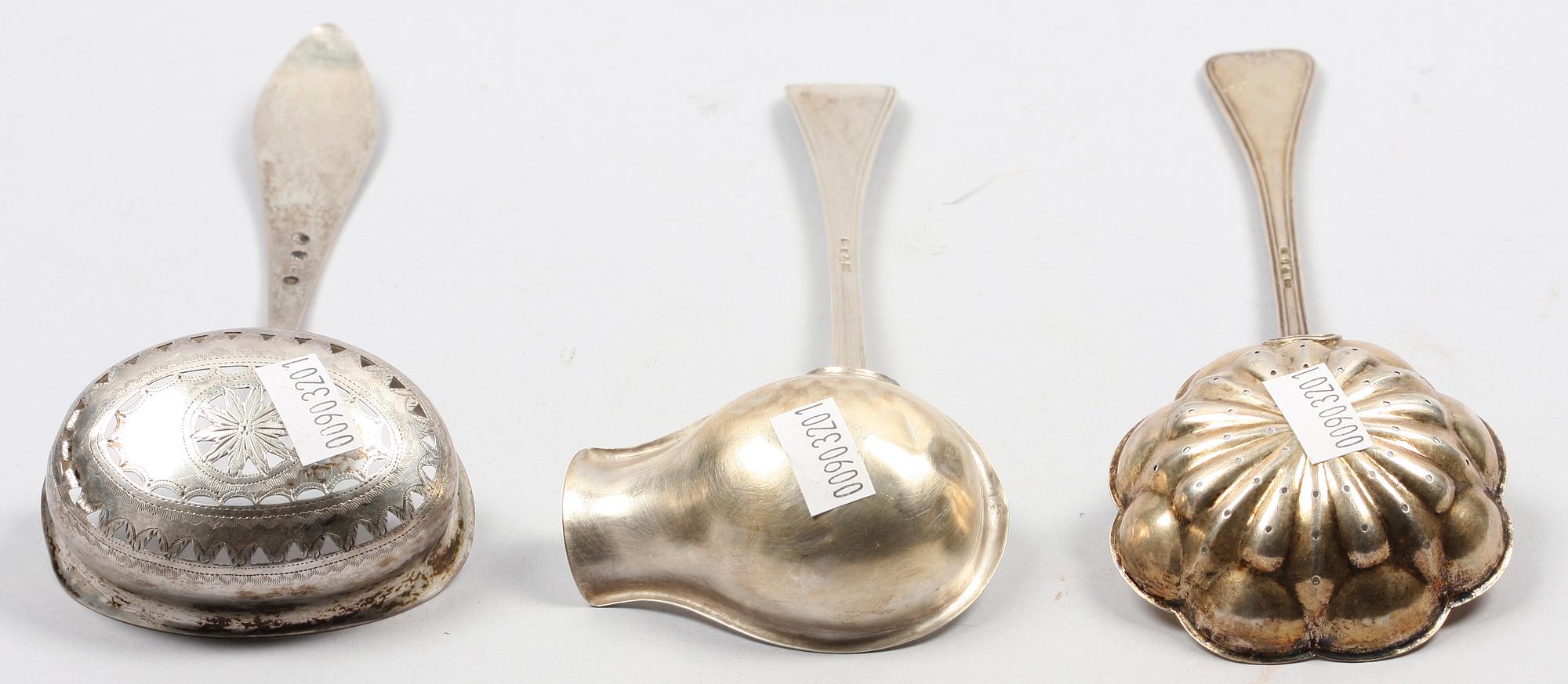 SERVERINGSSKEDAR SAMT DOSA, 6 delar, silver, bla Johan Gustaf Hentzell, Kalmar 1900.