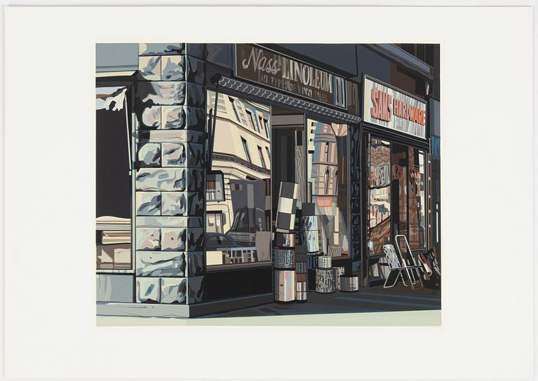 Richard Estes, "Nass Linoleum," from the portfolio "Urban Lanscapes",