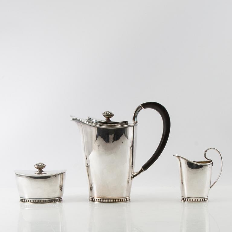Sven-Arne Gillgren, kaffeservis, 3 delar, silver, GAB, Stockholm, 1960.
