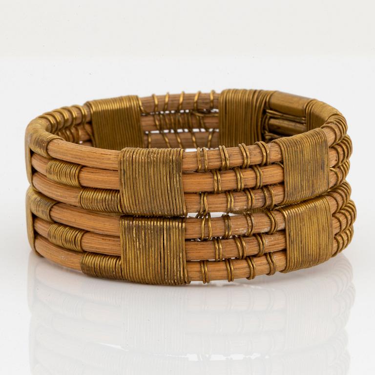 Vivianna Torun Bülow-Hübe, a rattan and brass bangle, executed in her own workshop, 1945-50's.