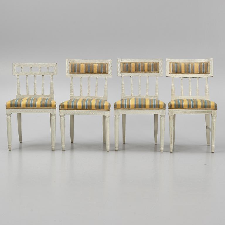 Stolar, 4 st snarlika, gustaviansk stil, 1800-tal.