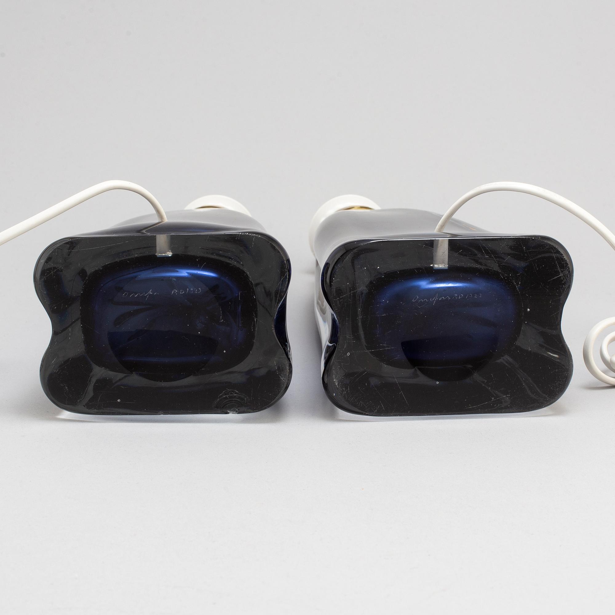 CARL FAGERLUND, a pair of glass lamps, Orrefors.