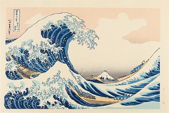 Katsushika Hokusai, efter, färgträsnitt, 6st, Japan, 1900-talets andra hälft.