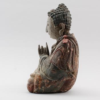 FIGUR, trä, Buddha, 1900-tal.