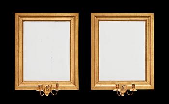 1588. A pair of late Gustavian two-light girandole mirrors by I G Egelström, master 1790.