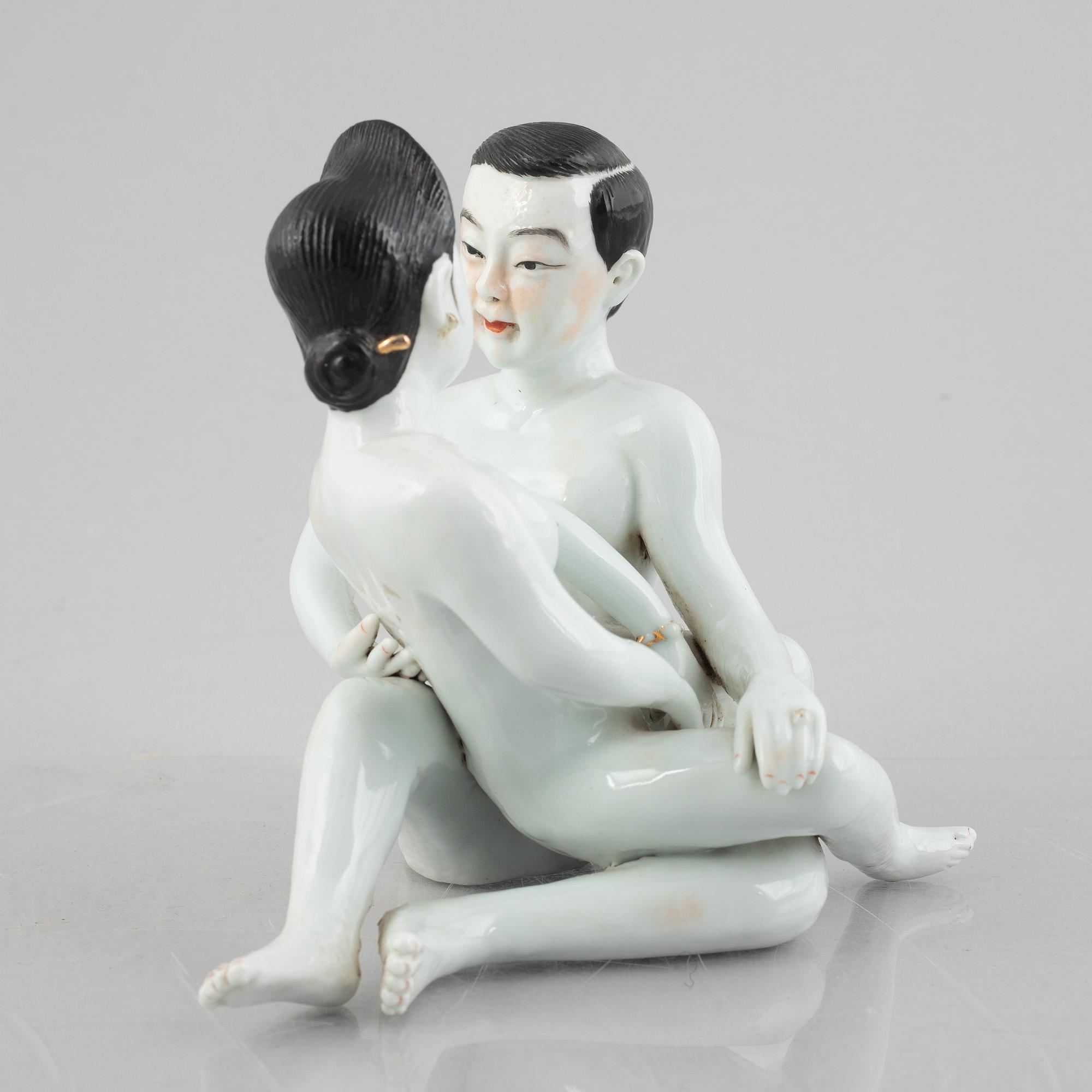 Two Chinese erotic porcelain figures, first part of the 20th century.