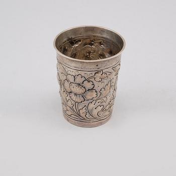 BÄGARE, silver, troligen 1700-tal. Vikt 110 gram.