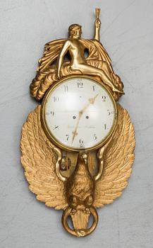 A Swedish empire style wall clock, Robert Engström, Stockholm, 20th century.