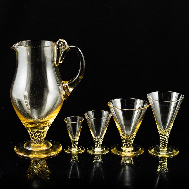 GRETA RUNEBORG, GLASSERVIS, 42 delar, Ekenäs glasbruk, 1920-30-tal.