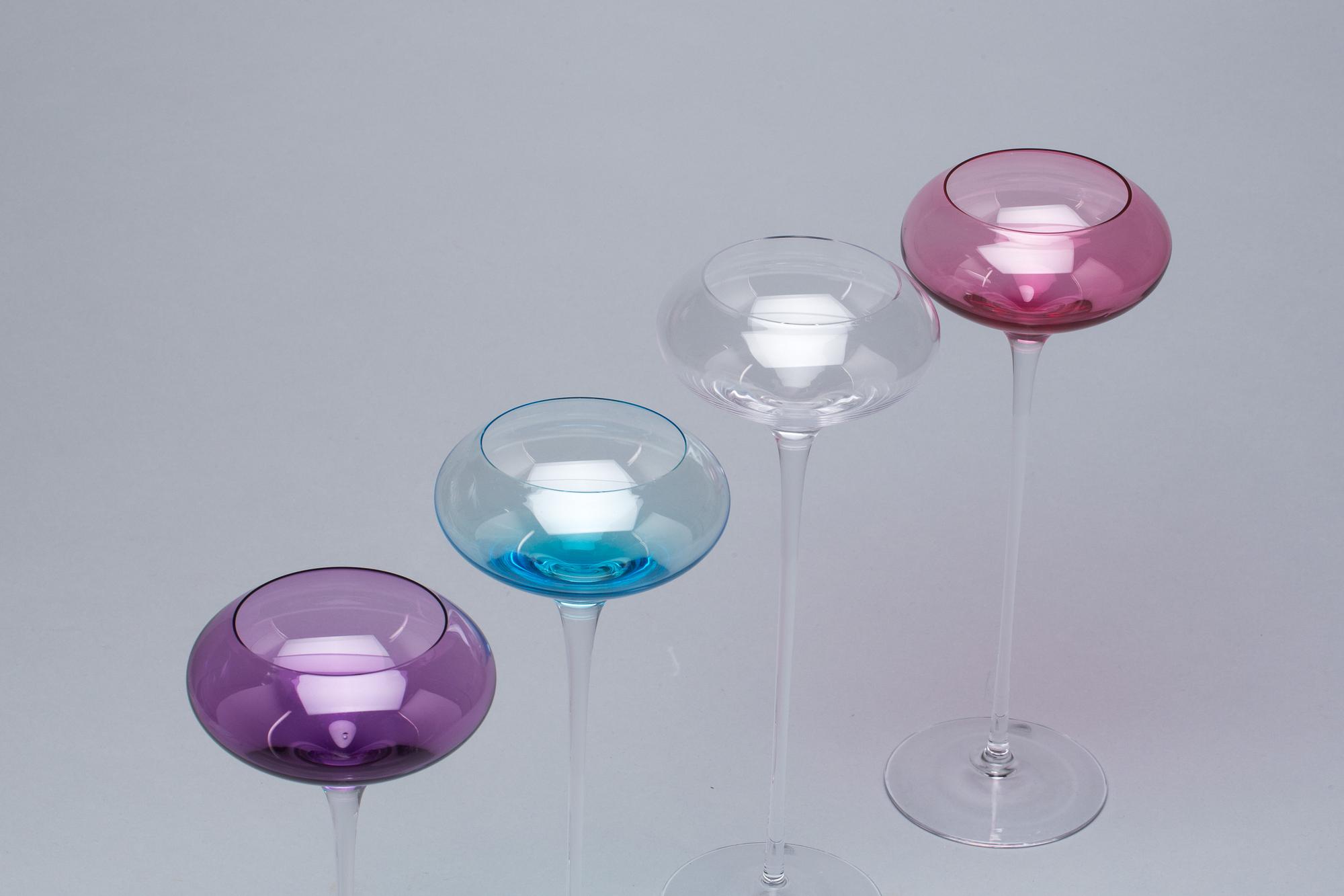 LJUSLYKTOR, 4 st, glas. "Cermony-Votives" Erika Lagerbielke, Orrefors.