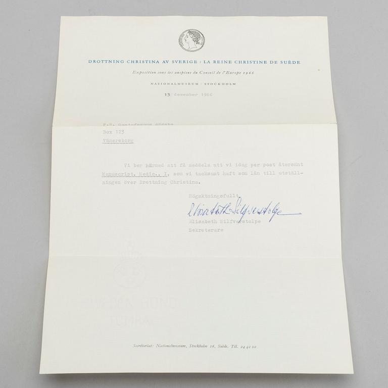 Manuscripts, from Queen Christina's 17th century library,  'Manuscript Medici I'.