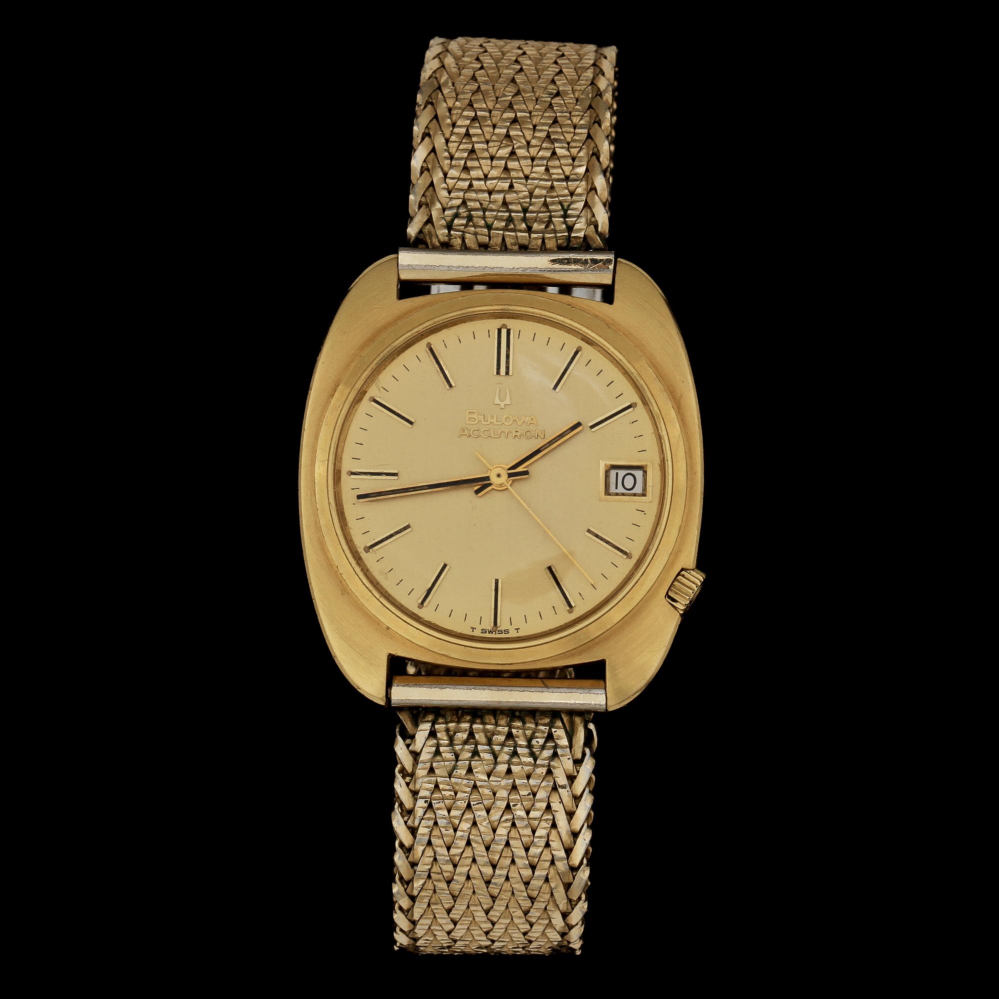 HERRARMBANDSUR, 18k guld stål, Bulova, Accutron, 1900-tal. Vikt 73 g.