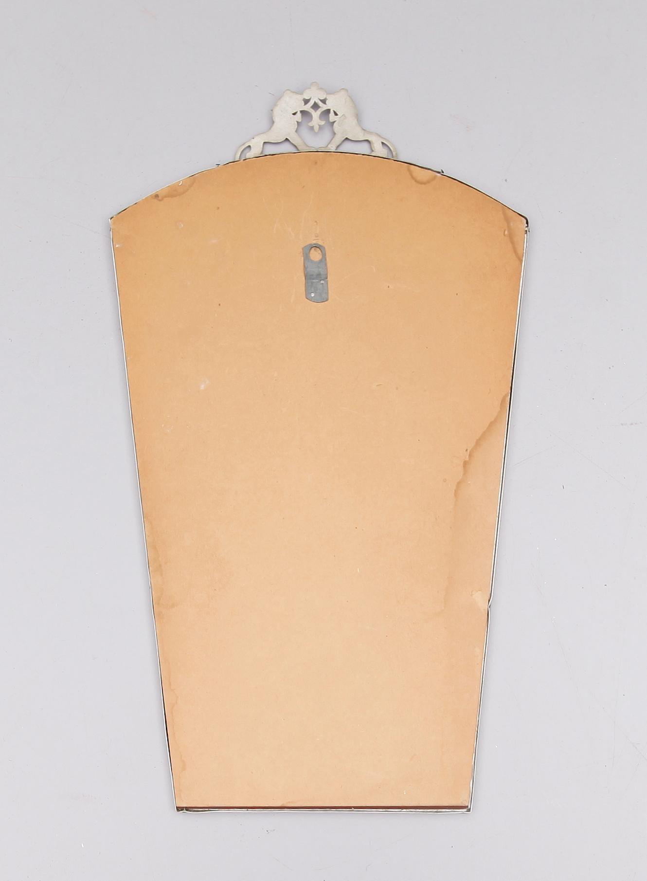 SPEGEL SAMT SPEGELLAMPETTER, 1 par, tenn, 1930-/40-tal.
