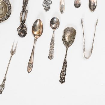 A set of silver cutlery and napkin rings, including with mark of Th Marthinsen, Tönsberg, Norway (14 pieces).