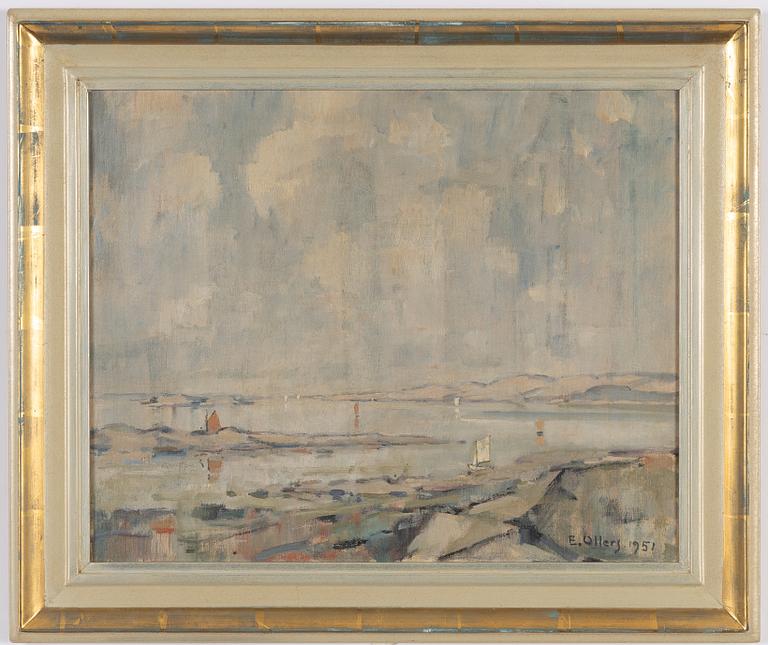 Edvin Ollers, Coastal Landscape with Sailing Boats.