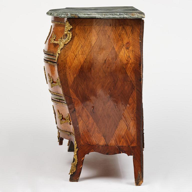 A rococo parquetry commode attributed to C. Tietze (master in Stockholm 1764-91).