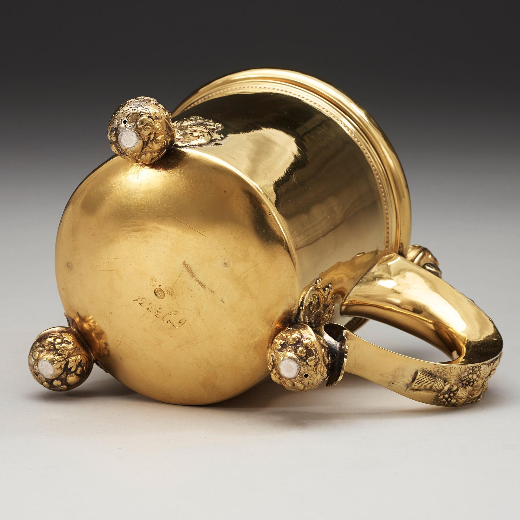 A Swedish 18th century silver-gilt tankard, marks of Hans Wiggman, Kalmar (1712-1761).