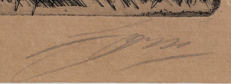 Anders Zorn, a signed etching from 1909.