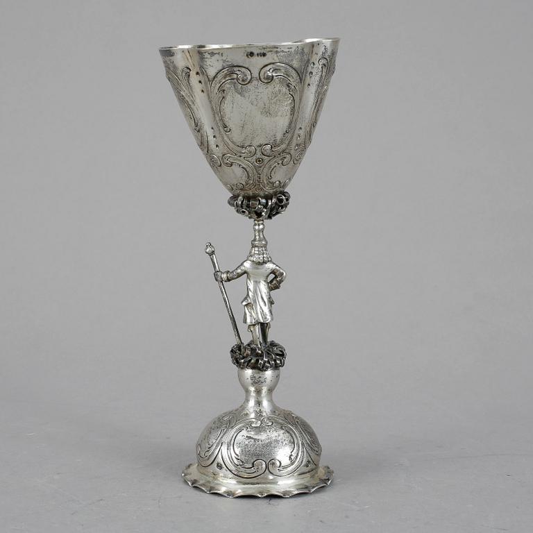 BRÖLLOPSBÄGARE, silver 800, omkring sekelskiftet 1900. Vikt ca 131 gram.