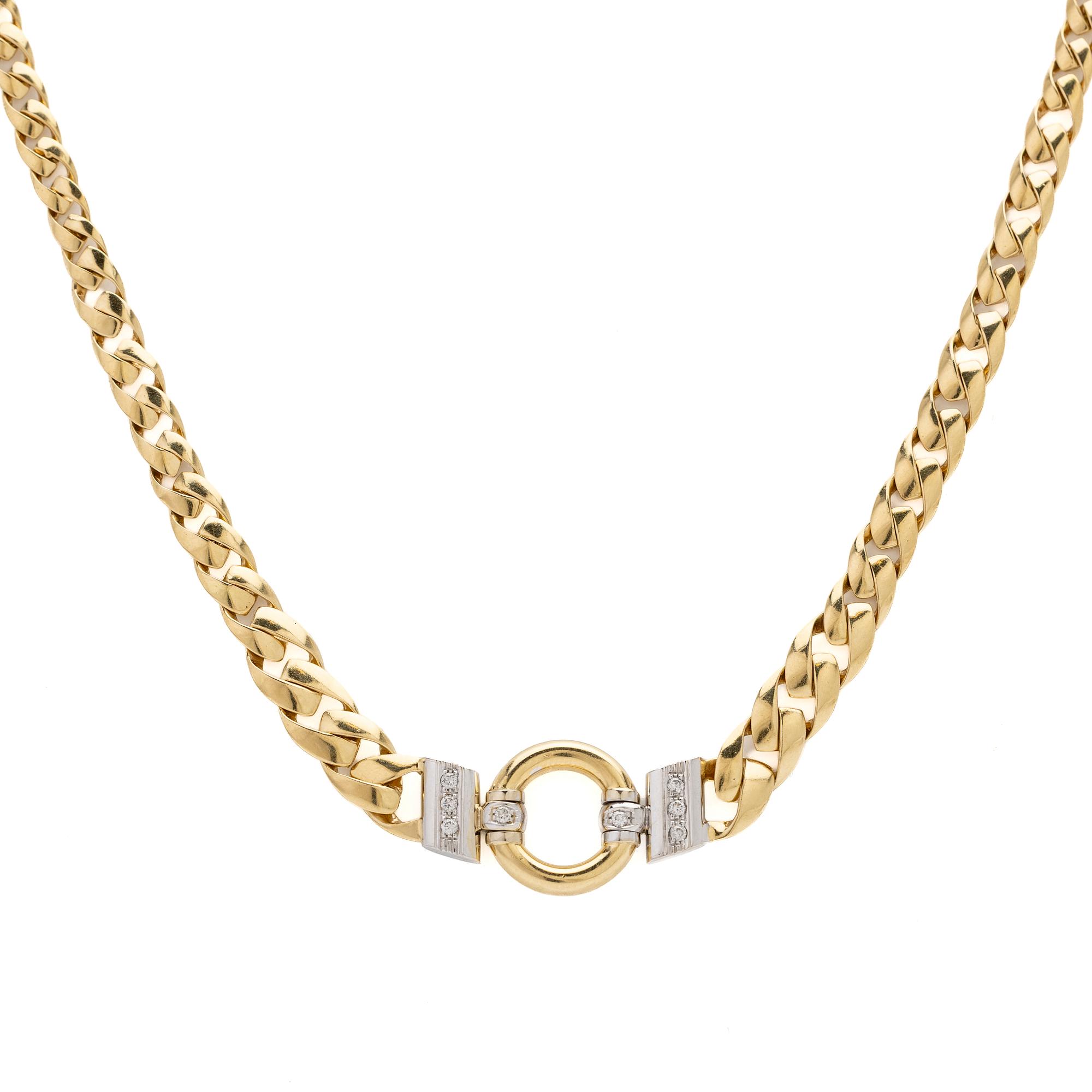 18K gold necklace with diamonds.
