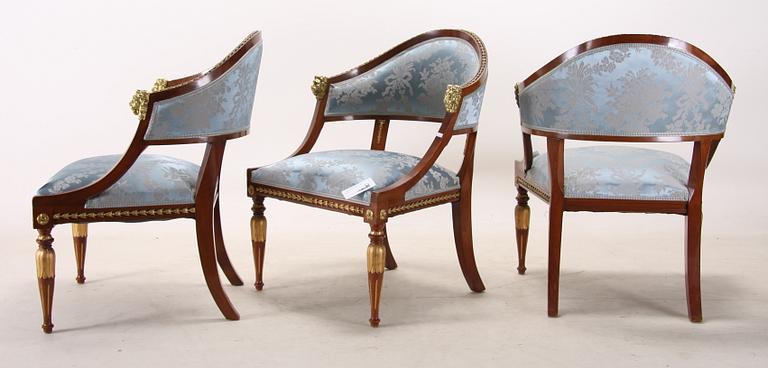 SALONGSGRUPP, 5 delar, sengustaviansk stil, 1900-tal.