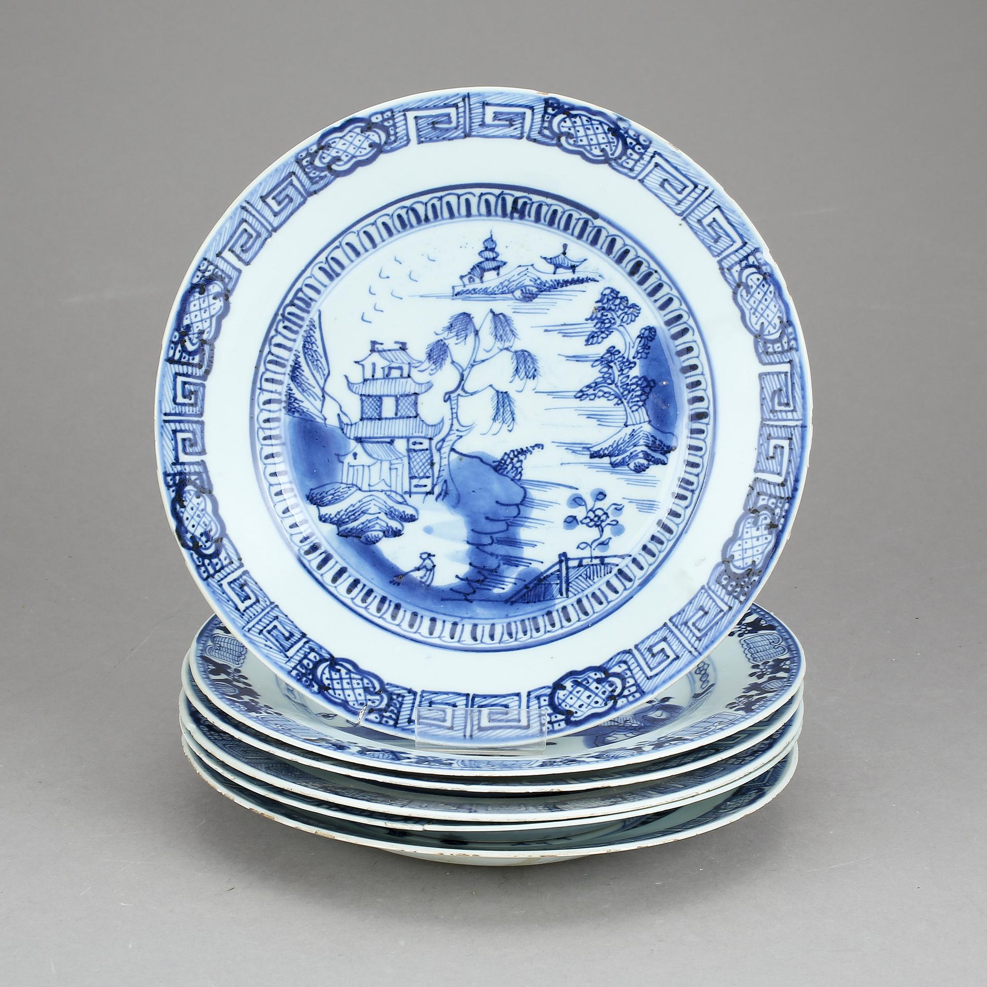 TALLRIKAR, 6 st, porslin, Qingdynastin, Qianlong (1736-95).