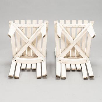 Alvar Aalto, A five-piece 'Aurinko' (Sun-series) garden furniture set for Artek, late 1900s.