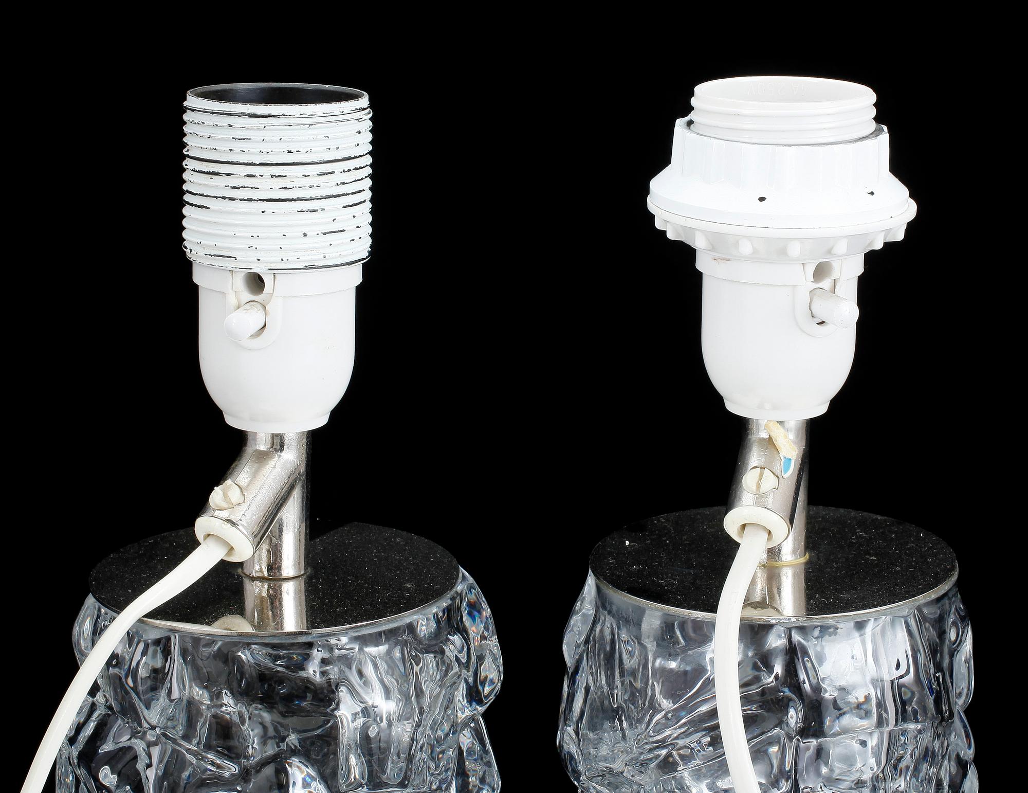 BORDSLAMPOR, ett par, glas, Reijmyre. 1960-tal.