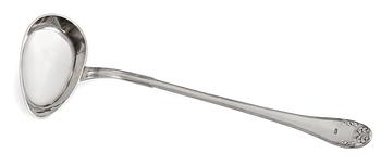 413. A Swedish 19th cent soup ladle, marks of Adolf Zethelius, Stockholm 1819.
