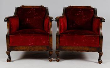 FÅTÖLJER, 1 par, 1900-talets första hälft.